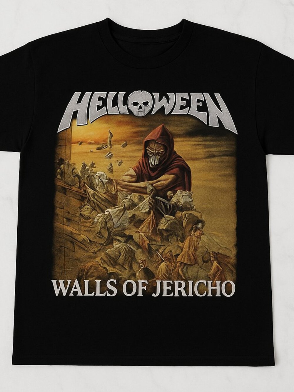 Helloween Walls of Jericho Black Graphic Band Tee Metal Rock